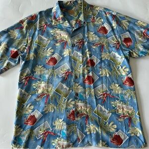 Jos A. Bank Hawaiian 100% Sueded Silk Button Down Shirt Size XL NWOT